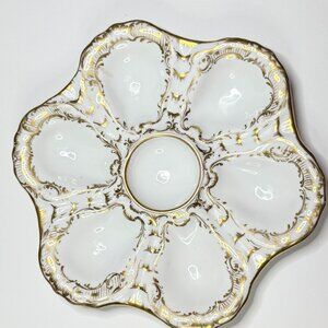 Rare Antique Dresden Richard Klemm Oyster Plate 9” Germany Heavy Gold Gilt